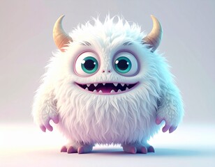 Fototapeta premium Whimsical furry character with tiny teeth and charming expression.
