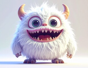 Fototapeta premium Whimsical furry character with tiny teeth and charming expression.