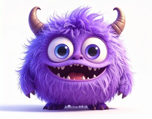 Naklejka premium Whimsical furry character with tiny teeth and charming expression.