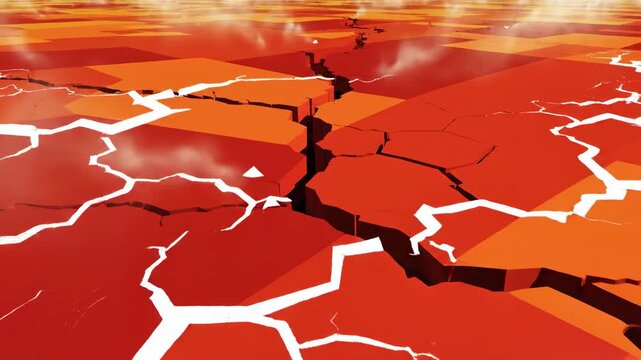 Cracked earth landscape with dry patches and heat haze, arid environment, drought impact, natural disaster concept, crisis and disaster imagery