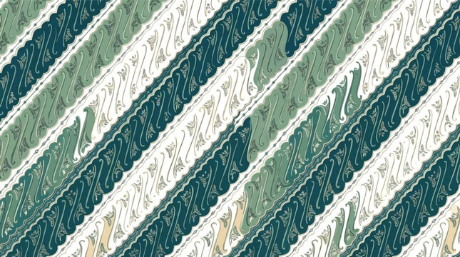 Traditional Batik Parang Pattern in Pastel Blue and Green Tones
