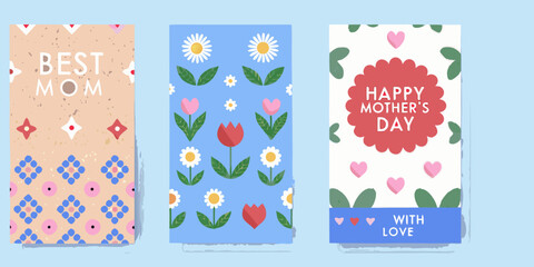 Floral greeting card designs with pastel colors featuring flowers hearts and text high quality professional © Ripan