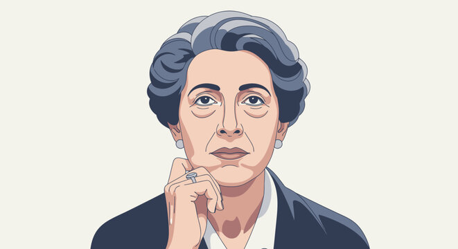 Woman Thinking Face Portrait.