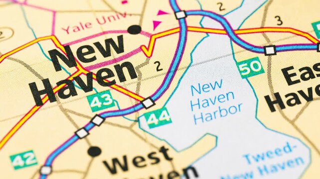 New Haven Connecticut Map Yale Coastal City