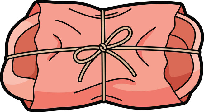 A small brown paper package tied with a simple pink string ribbon for gift delivery or shipping parcel concept art