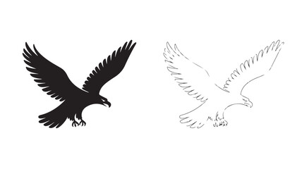 Fototapeta premium Eagle Flight Vector - Minimalist Flying Bird Silhouettes for Freedom, Leadership, and Wildlife Power Concepts
