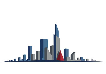 Fototapeta premium Modern city skyline with sleek skyscrapers and vibrant urban landscape at dusk