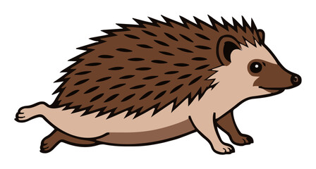 African pygmy hedgehog jumping side view illustration. Generative AI © Roman