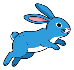 Obraz premium Lop eared rabbit jumping flat vector illustration. Generative AI