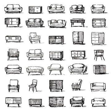 Collection of various furniture pieces.