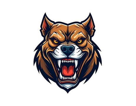 Furious dog head illustration with sharp teeth.