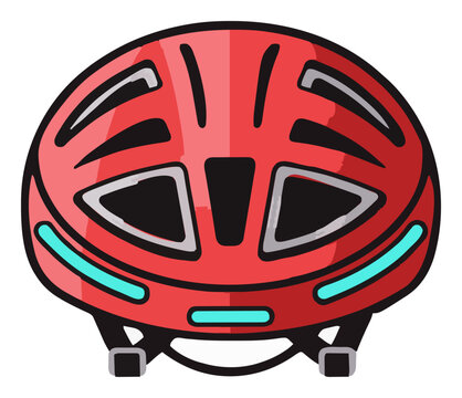 Smart bicycle helmet with neon lights vector. Generative AI