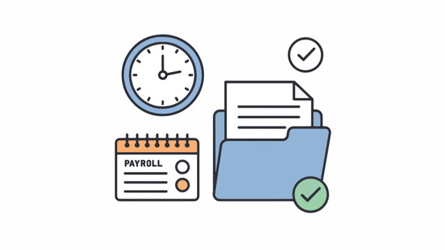 Payroll documents in a folder.