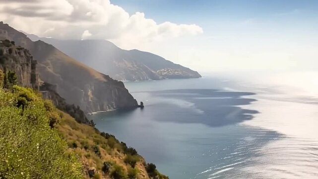 Amalfi Coast, Mediterranean Sea, Italy. Time lapse.