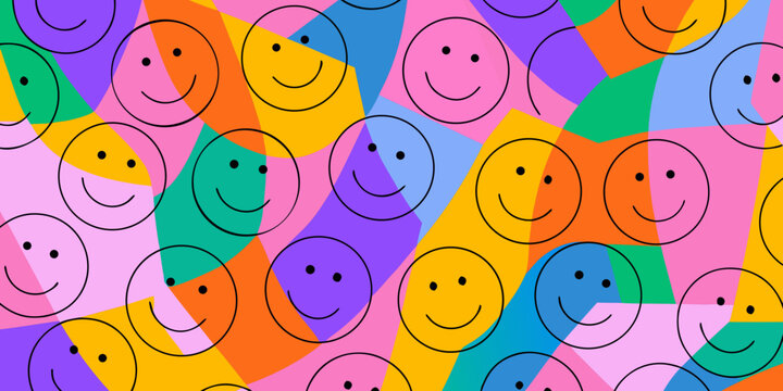 Repeating smiley face pattern in vibrant colors abstract vector illustration background high quality professional detailed