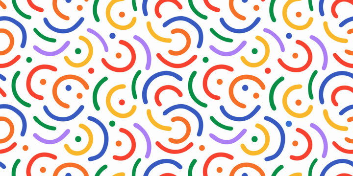 Colorful curved line pattern repeating abstract shapes on a white background high quality professional detailed