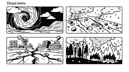 Obraz premium Disaster items and destruction scenes.