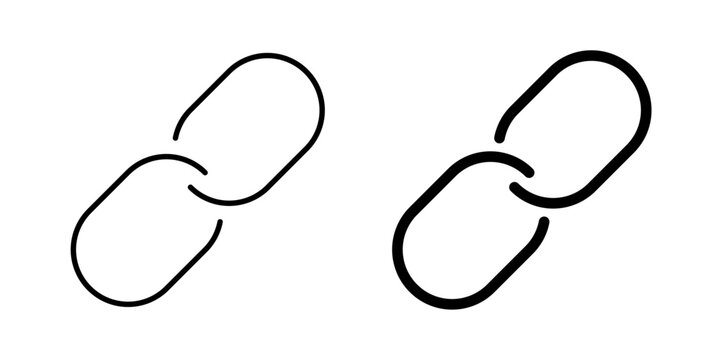 Link icon in outline and solid style, isolated on white background. Ideal for URL sharing, web navigation, and connectivity apps in mobile and web design.