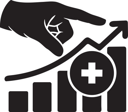 Medical Cost Calculation Icon, Hand Holding Calculator with Stethoscope and Healthcare Cross Vector