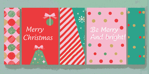 Festive christmas card collection with patterns and greetings red pink and green high quality professional © Dibyendu