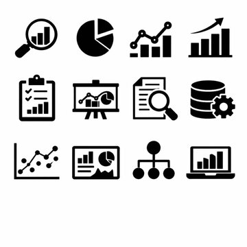 Data Analysis and Business Insights Vector Pack &ndash; Chart Graph Dashboard Report KPI and Data-Driven Decision Symbols