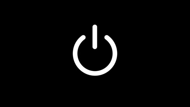 White power button icon animation. power button turning on and off 4k video.switch power reset button symbol in transparent background.