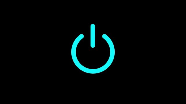 Power button icon animation. power button turning on and off 4k video.switch power reset button symbol in transparent background.