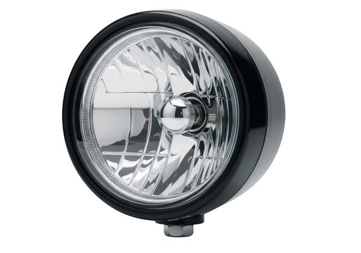 Classic round automotive headlight with chrome finish