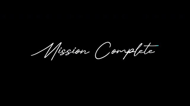Mission Complete Handwritten Brush Script Text Alpha Channel 4K Video