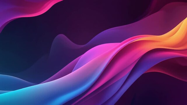 Vibrant abstract waves of colorful liquid light flowing smoothly across a dark deep space background
