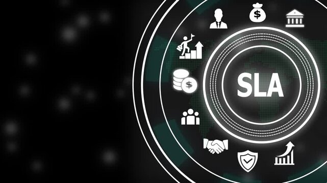 Service level agreement sla concept with digital interface for business management, corporate strategy, client partnership, performance metrics, and growth