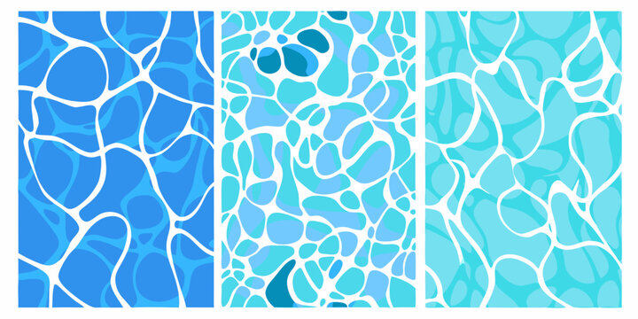 Abstract water like textures in varying shades of blue a vector illustration set high quality
