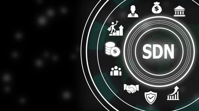 Software defined networking sdn technology concept with digital interface for cloud computing, network infrastructure, data connectivity, cyber security, and