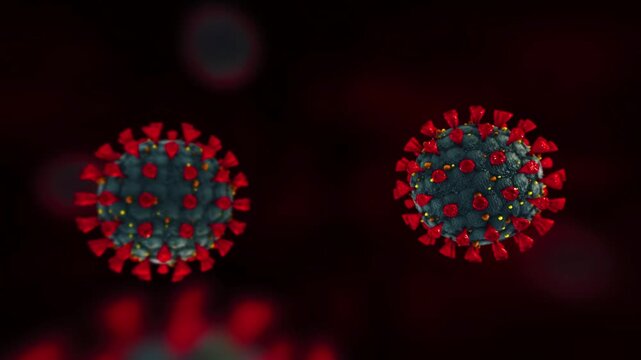 4K Ultra HD medical animation of Hantavirus pulmonary syndrome with dangerous rodent-borne virus outbreak alert (Microscopic virus cell structure background and public health infection concept)