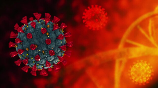 4K Ultra HD footage of hantavirus outbreak risks animation with rodent-borne disease concept (Public health warning and microscopic virus cell structure background).