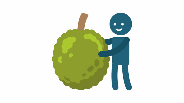 Person holding large tropical jackfruit or durian