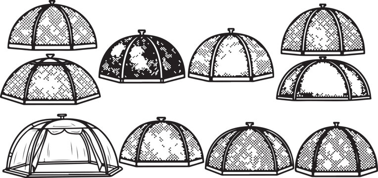 Black and white vector illustration of a flower garden with multiple flowers and bugs Vector