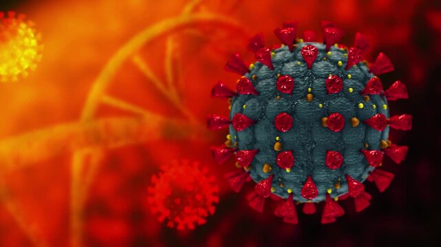 4K Ultra HD footage of Hantavirus Orthohantavirus cell outbreak with high-risk viral alert and microscopic pathogens multiplying.