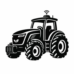 Tractor, farming tractor, vector tractor, agricultural vehicle, black and white © Nazifa