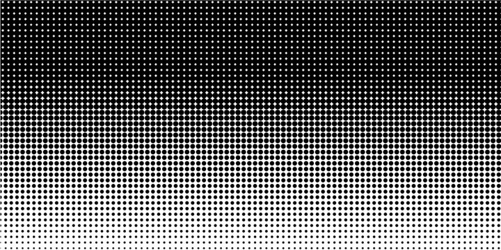 Dotted halftone gradient texture. Vanishing polka dot background. Repeating dots gradation pattern background. Black fading comic pop art overlay backdrop. Halftone raster effect wallpaper. Vector