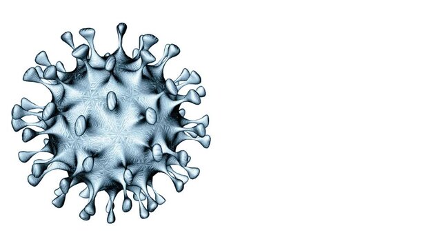 4K Ultra HD footage of Hantavirus on a white background with isolated viral particles and clean microscopic pathology setup.