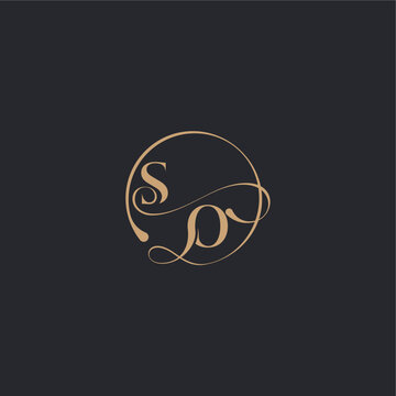 wedding luxury curve initial monogram elegant circle concept OS organic line style design letter