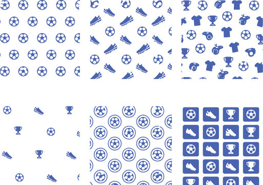 Football seamless pattern block silhouette bundle minimal vector set
