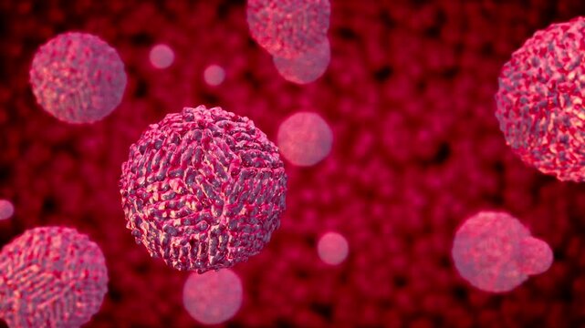 4K Ultra HD footage of a Hantavirus loopable 3D animation showcasing the microscopic pathogen structure and continuous viral cell movement background.
