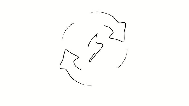 Energy exchange, energy circulation. Contour drawing, silhouett animation. Continuous line. Isolated on white. Video 4k object illustration self-drawing. Object construction. Minimalist continuous lin