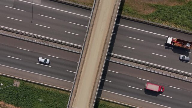 Highway logistics corridor aerial traffic Lombardy Italy