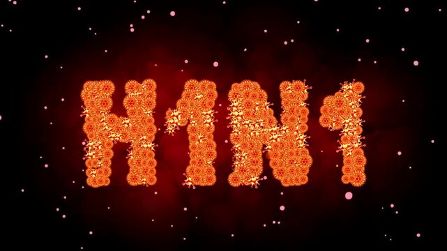 4K Ultra HD footage of Swine Flu H1N1 3D illustration showcasing the influenza virus structure, pathogen cell, and global respiratory pandemic concept.
