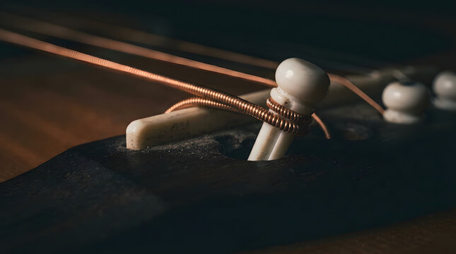 Guitar string tuning peg close-up