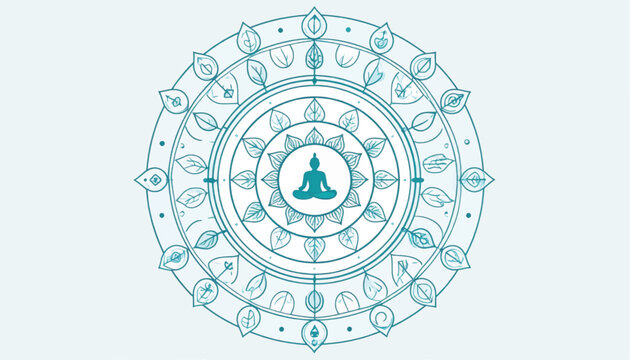 Meditating Person Surrounded by Mandala Design.