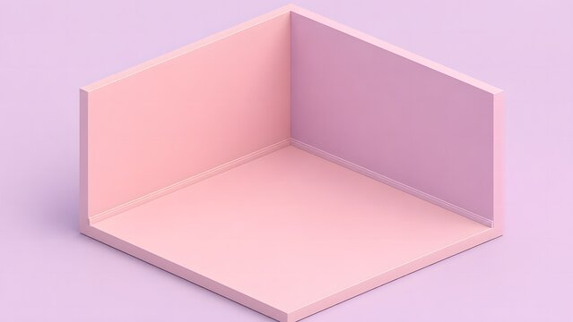 Empty isometric 3D room in a solid pastel color